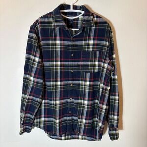 J. Crew‎ Classic 100% Cotton Flannel Plaid Long Sleeve Button Down Size Medium